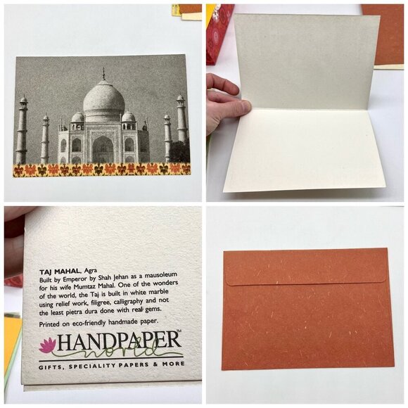 Handmade India Greeting Cards Set with Box and Painted Wood Holder - Picture 4 of 7